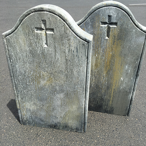 HEADSTONE, Medium - Curled Arch w Cross (100cm H)